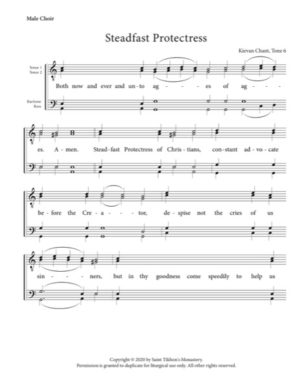 Steadfast Protectress – Tone 6, Kievan Chant, Male, TTBB