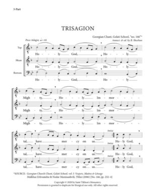 Trisagion – Georgian Chant, Sheehan, 3-Part, Male, TTB