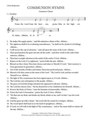 Communion Hymns (Daily & Festal) – Common Chant Setting with Text, 2-Part, 3-Part, SA, TB, SSA, TTB