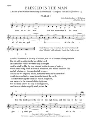 Blessed is the Man (Full Stasis) – Valaam Chant, Sheehan, Hierodeacon David, 2-Part, SA, TB