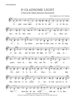 Gladsome Light – Valaam Chant, Sheehan, 2-Part, 3-Part, SA, TB, SSA, TTB