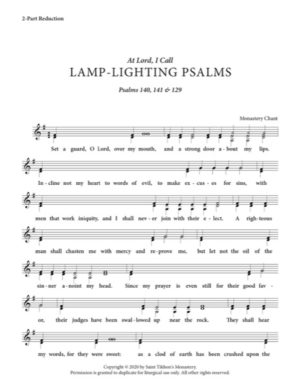 Lamp-Lighting Psalms at Lord, I Call – Monastery Chant, 2-Part, 3-Part, SA, SSA, TB, TTB