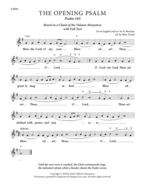 Opening Psalm (Full Psalm) – Valaam Chant, Sheehan, Hierodeacon David, 2-Part, SA, TB