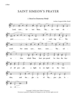 St. Symeon's Prayer (Variety) – 2-Part, 3-Part, SA, TB, SSA, TTB