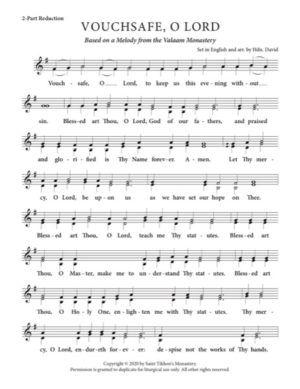 Vouchsafe – Valaam Melody, Hierodeacon David, 2-Part, 3-Part, SA, TB, SSA, TTB
