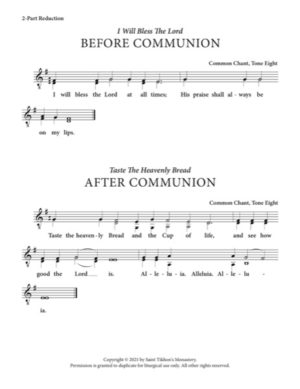 I Will Bless; Taste the Heavenly Bread – Tone 8, Common Chant, 2-Part, 3-Part, SA, SSA, TB, TTB