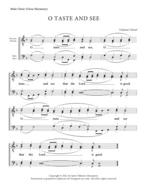 O Taste and See – Valaam Chant, Male, TTBB (Close Harmony)
