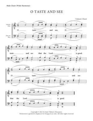 O Taste and See – Valaam Chant, Male, TTBB (Wide Harmony)