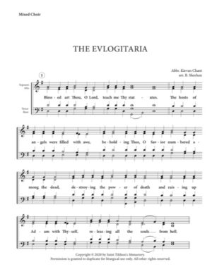 Evlogitaria – Abbreviated Kievan Chant, Sheehan, Mixed, SATB