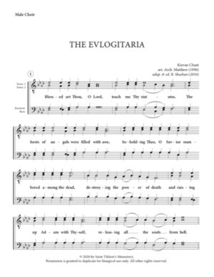 Evlogitaria – Kievan Chant, Archimandrite Matfei, Sheehan, Male, TTBB