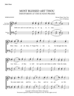 Most Blessed Art Thou – Tone 2, Kievan Chant, Sheehan, Male Choir, TTBB