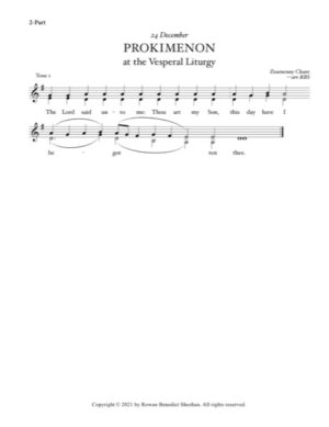 Vesperal Liturgy Prokimenon (Nativity of the Lord) – Tone 1, Znamenny Chant, Sheehan, 2-Part, SA, TB