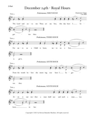 Royal Hours Prokimena (Nativity of the Lord) – Tone 4, Znamenny Chant, Sheehan, 2-Part, SA, TB