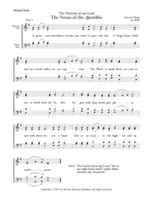 Aposticha (Nativity of the Lord) – Tone 2, Tone 3, Tone 4, Kievan Chant, Sheehan, Mixed, SATB