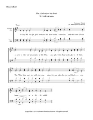 Kontakion (Nativity of the Lord) – Tone 3, Greek Chant, Yaichkov, Sheehan, Mixed, SATB