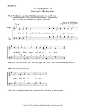 Matins Prokimenon & At the Gospel (Nativity of the Lord) – Tone 4, Znamenny Chant, Kievan Chant, Sheehan, Mixed, SATB