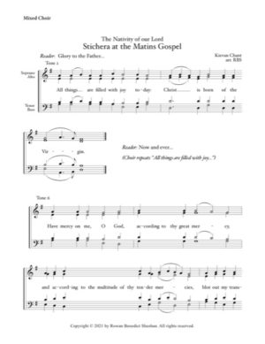 Post-Gospel Stichera (Nativity of the Lord) – Tone 2, Tone 6, Kievan Chant, Sheehan, Mixed, SATB