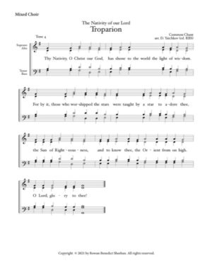 Troparion (Nativity of the Lord) – Tone 4, Common Chant, Yaichkov, Sheehan, Mixed, SATB