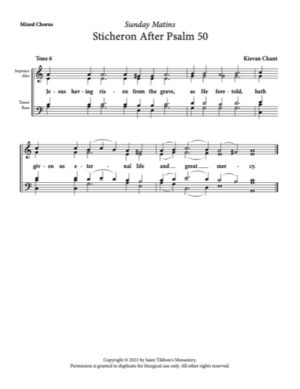 Jesus Having Risen – Post-Gospel Sticheron, Tone 6, Kievan Chant, Mixed, SATB.pdf