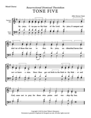 Resurrectional Dismissal Theotokion – Tone 5, Abbr. Kievan Chant, Mixed, SATB