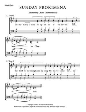 Liturgy Prokimena – Variety, Znamenny Chant, 4-part, Mixed Choir