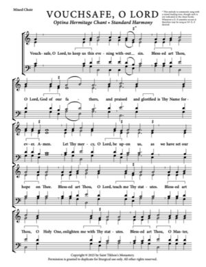 Vouchsafe O Lord – Optina Chant, Standard Harmony, Mixed, SATB